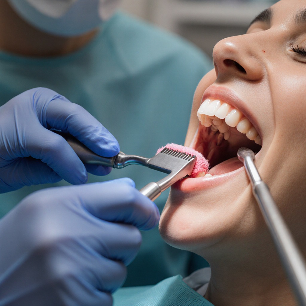 Scaling procedure removing tartar from tooth surface